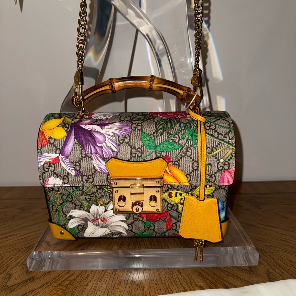 SOLD@@@@@Gucci Yellow Mini Bag with Artistic Design